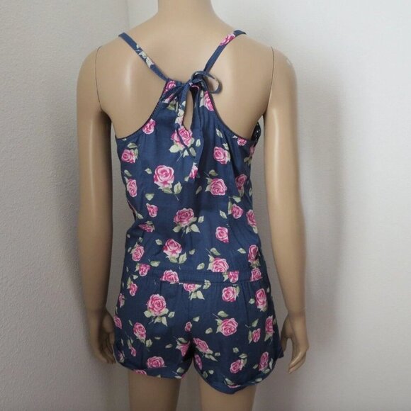Abercrombie Womens Floral Romper Size Small Navy Blue & Pink - Picture 5 of 6